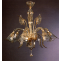 GOLD CRYSTAL MURANO GLASS CHANDELIER